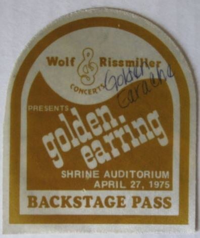 Golden Earring with Montrose backstage pass April 27 1975 Los Angeles Shrine Auditorium